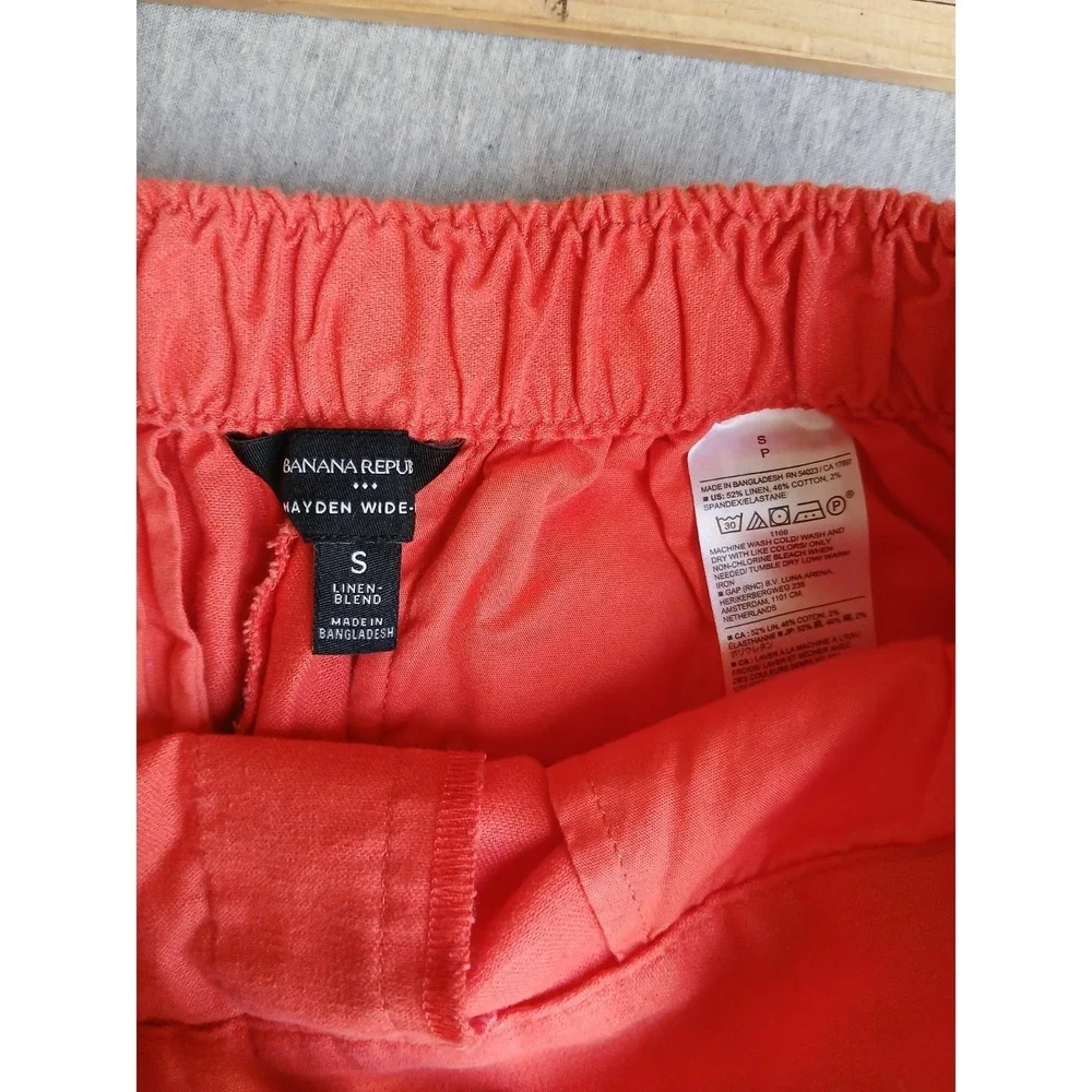 Banana Republic Pants Small Linen Wide Leg Resort Beach Cruise Boho Coral